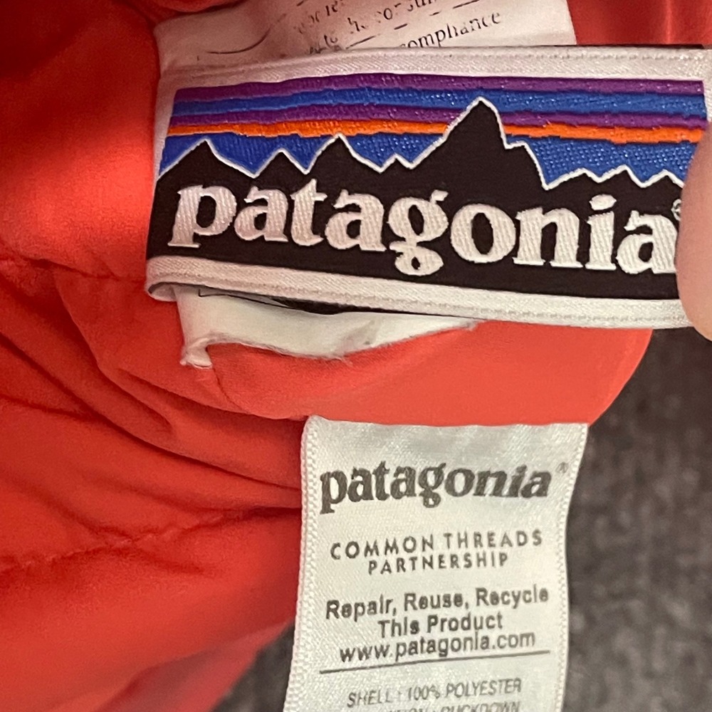 Patagonia Jacket Kids Large Pink Down Insulated Puffer Coat Youth L 12 Hoodless - Picture 5 of 10